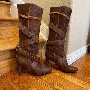 Vintage Chloe Brown Heeled Boots with Straps